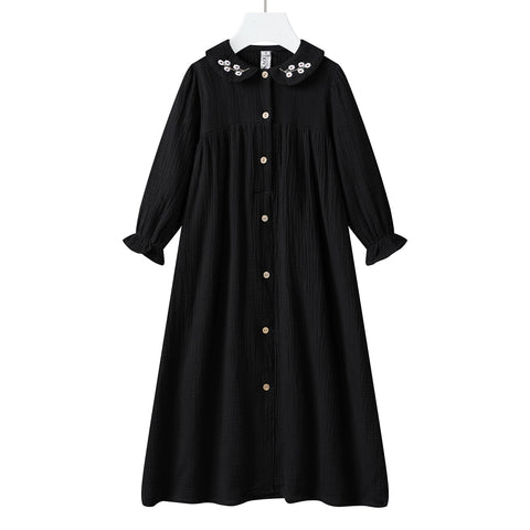 waffle embroidered collar robe
