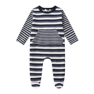 waffle stripe cotton babygrow