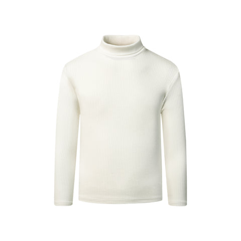 roll neck cotton rib shell- off white