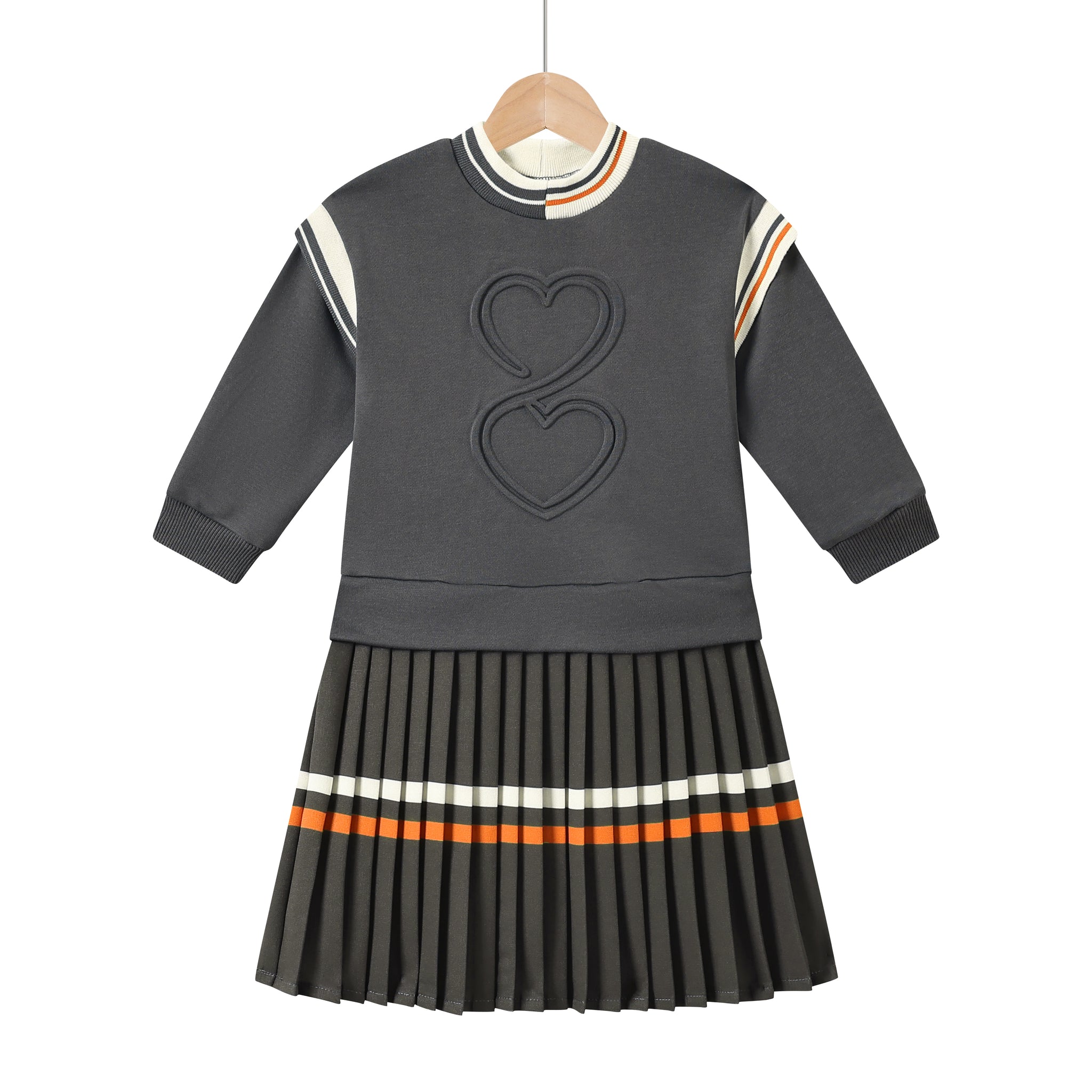 heart pleated dress-grey
