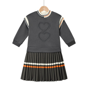 heart pleated dress-grey