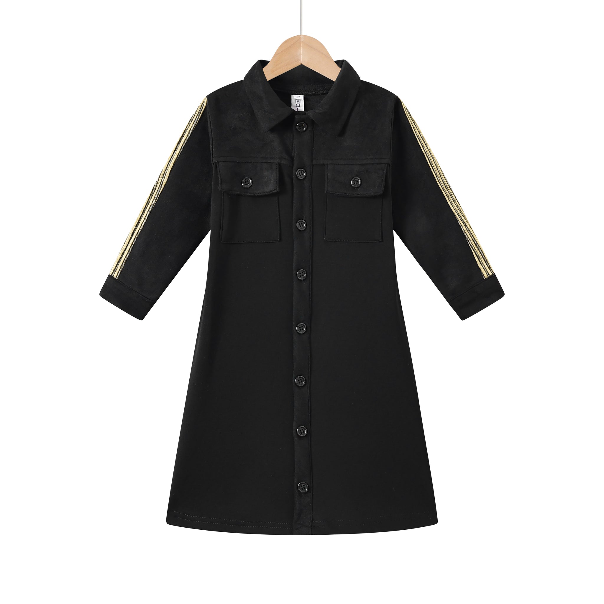 suede trim button down dress
