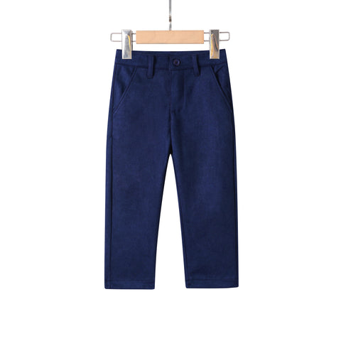 suede pants -navy