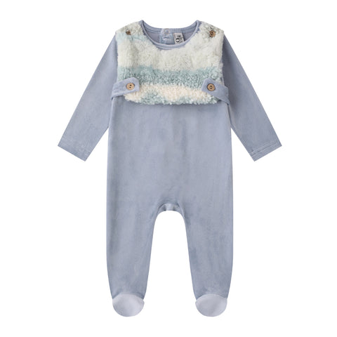 sherpa fur bib velour footie