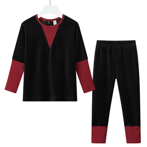 v neck velour set- girl