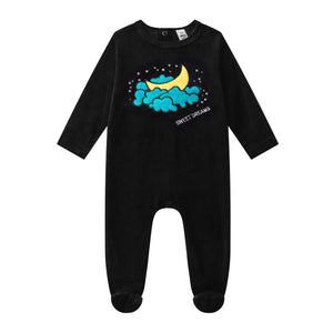 sweet dream cotton velour footie-blue