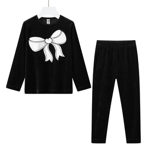 bow cotton velour set