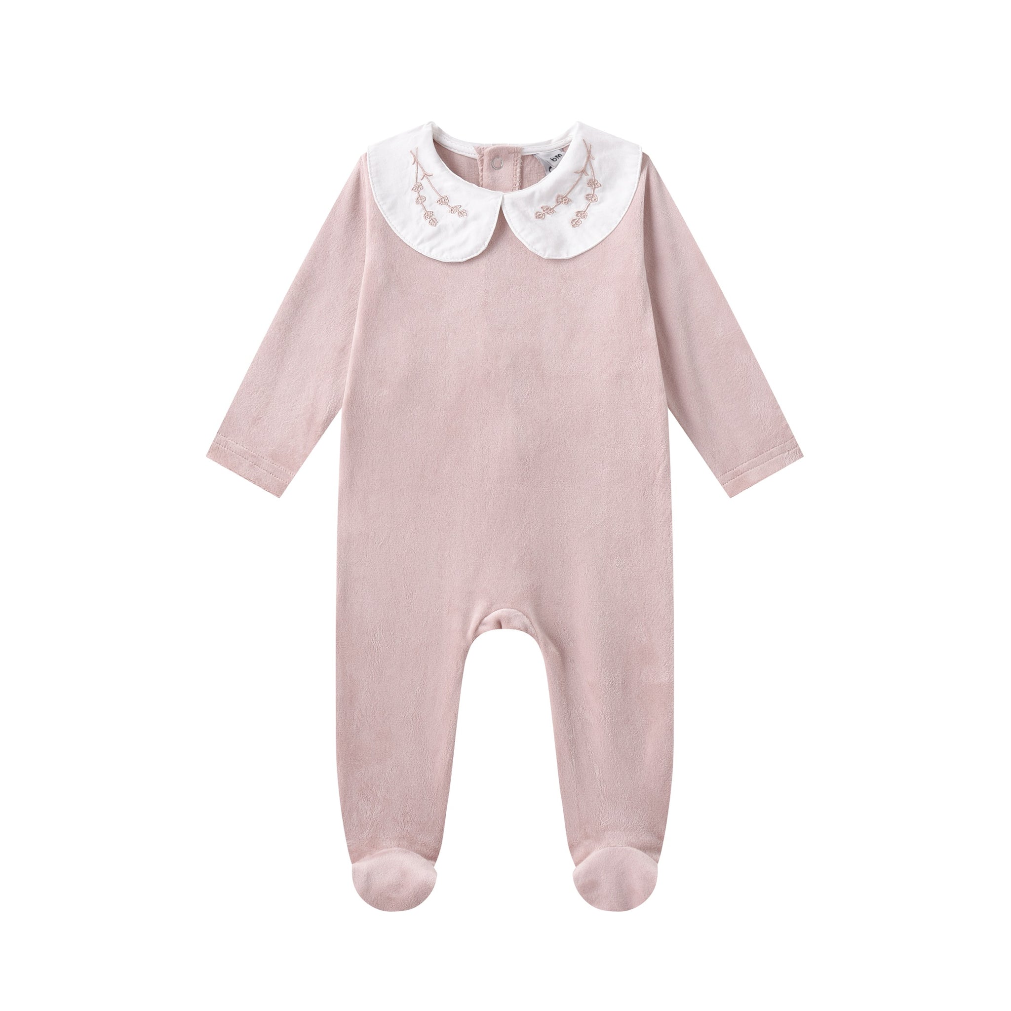 embroidered collar  pink footie