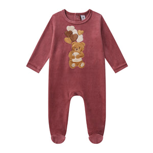 teddy bear cotton velour footie