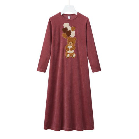 Teddy balloon cotton velour nightgown