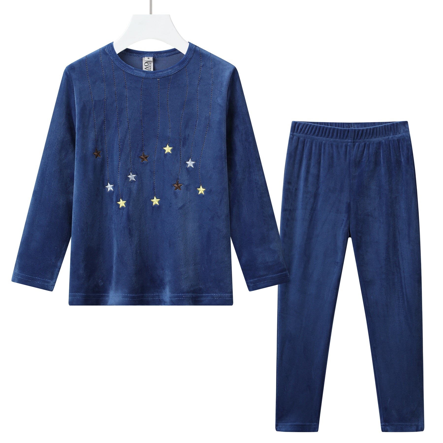 hanging star velour set-blue