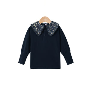 Floral Corduroy collar top