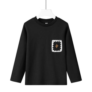 crochet pocket sweat top-black