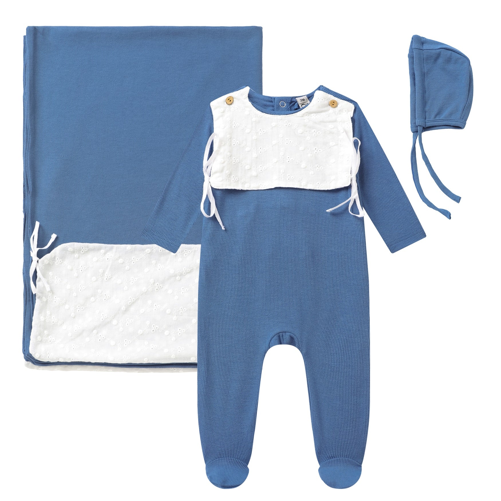 eyelet bib layette set