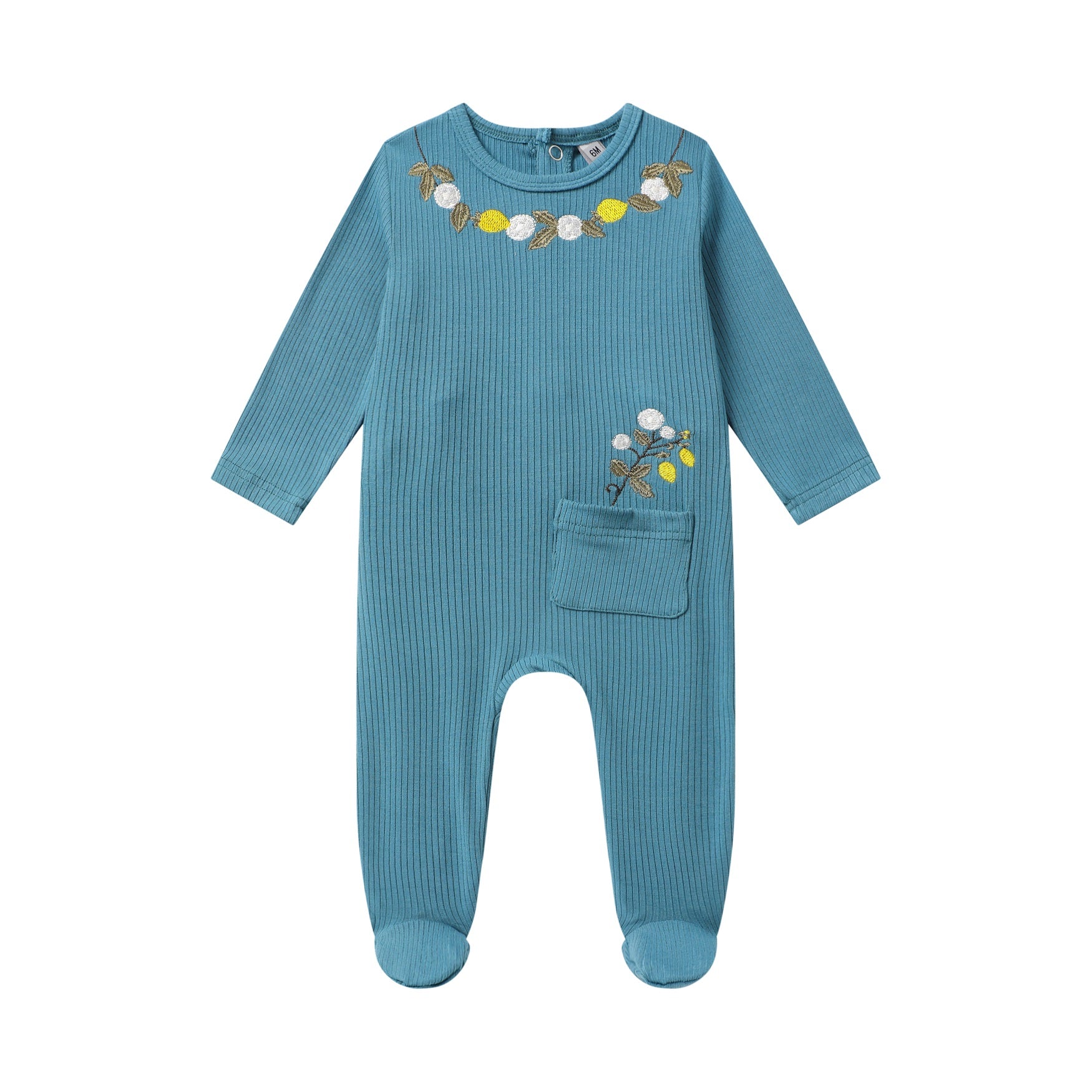 embroidered rib model babygrow