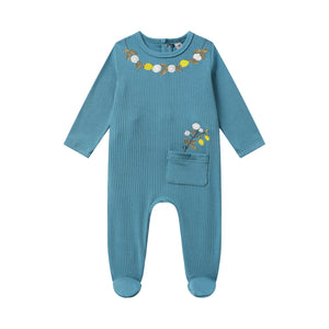 embroidered rib model babygrow