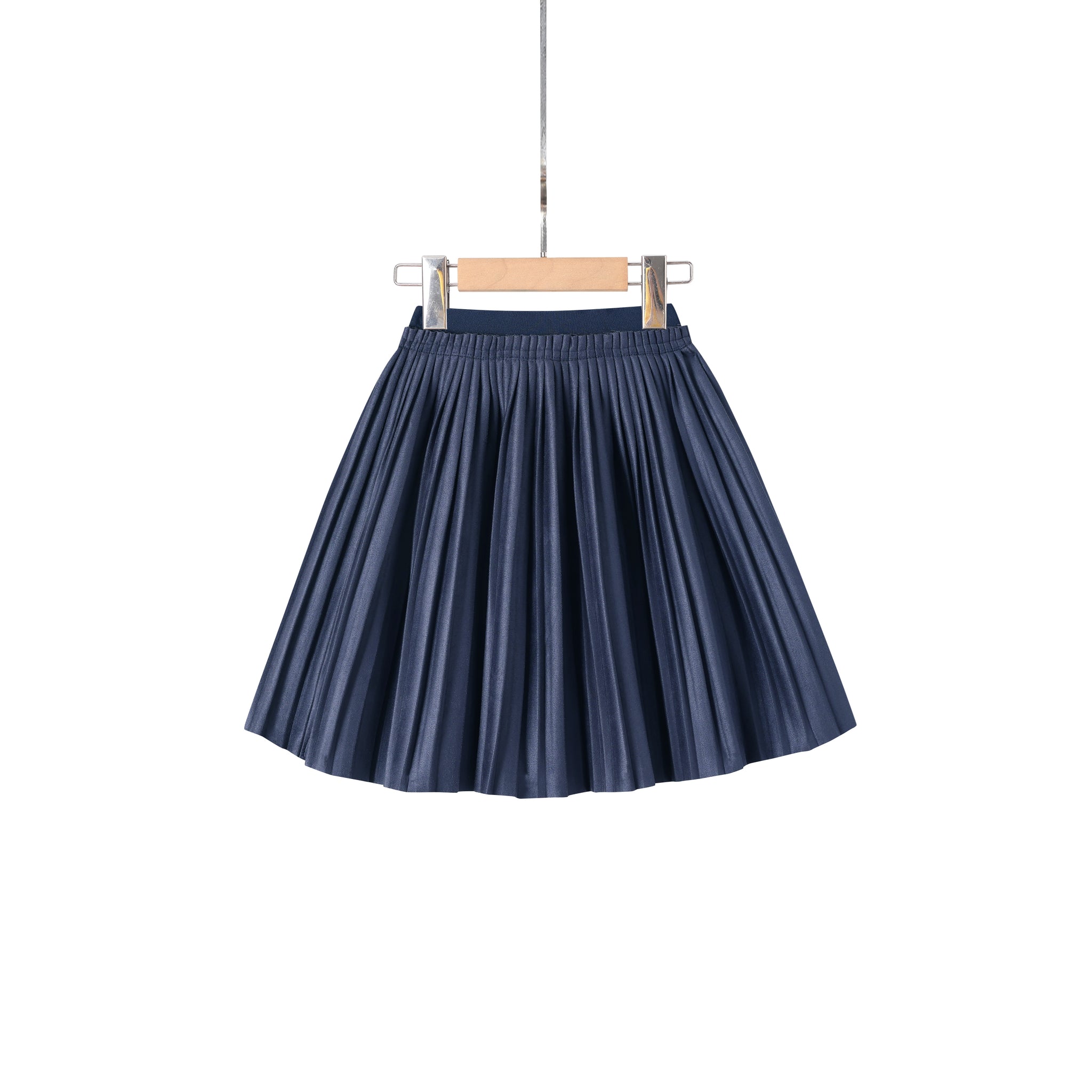 suede pleated skirt-blue