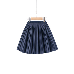 suede pleated skirt-blue