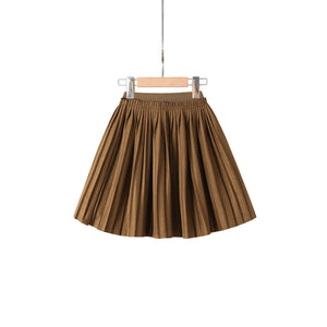 suede pleated skirt-brown