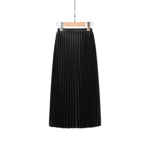 Satin pleated maxi skirt