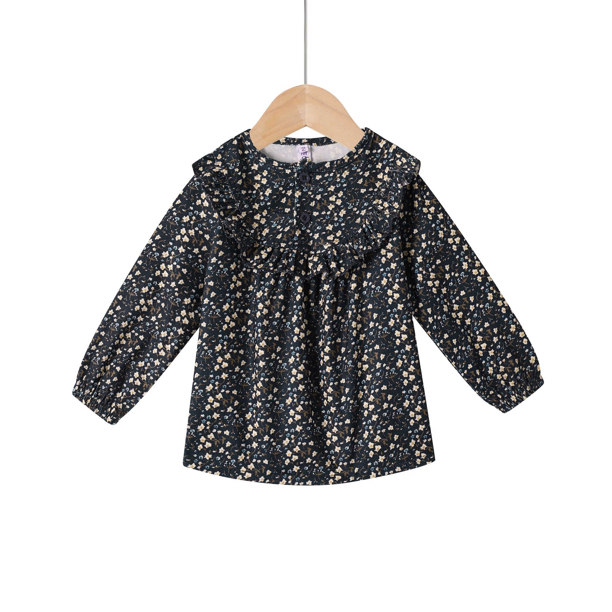 Floral corduroy toddler tunic top