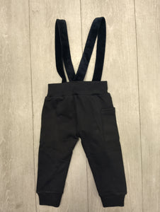 suspender sweat overalls- black