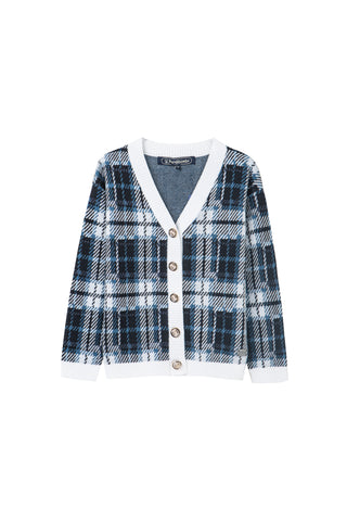 plaid button cardigan