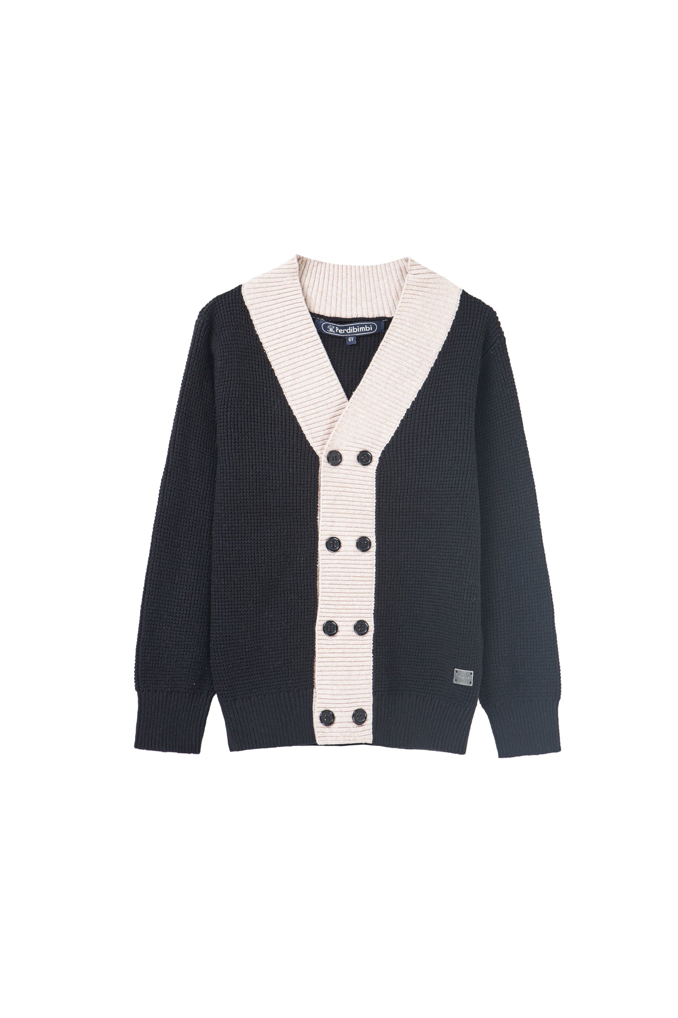 waffle knit double button cardigan