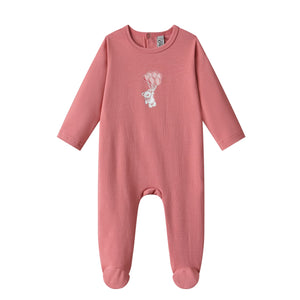 bear balloon cotton footie-pink