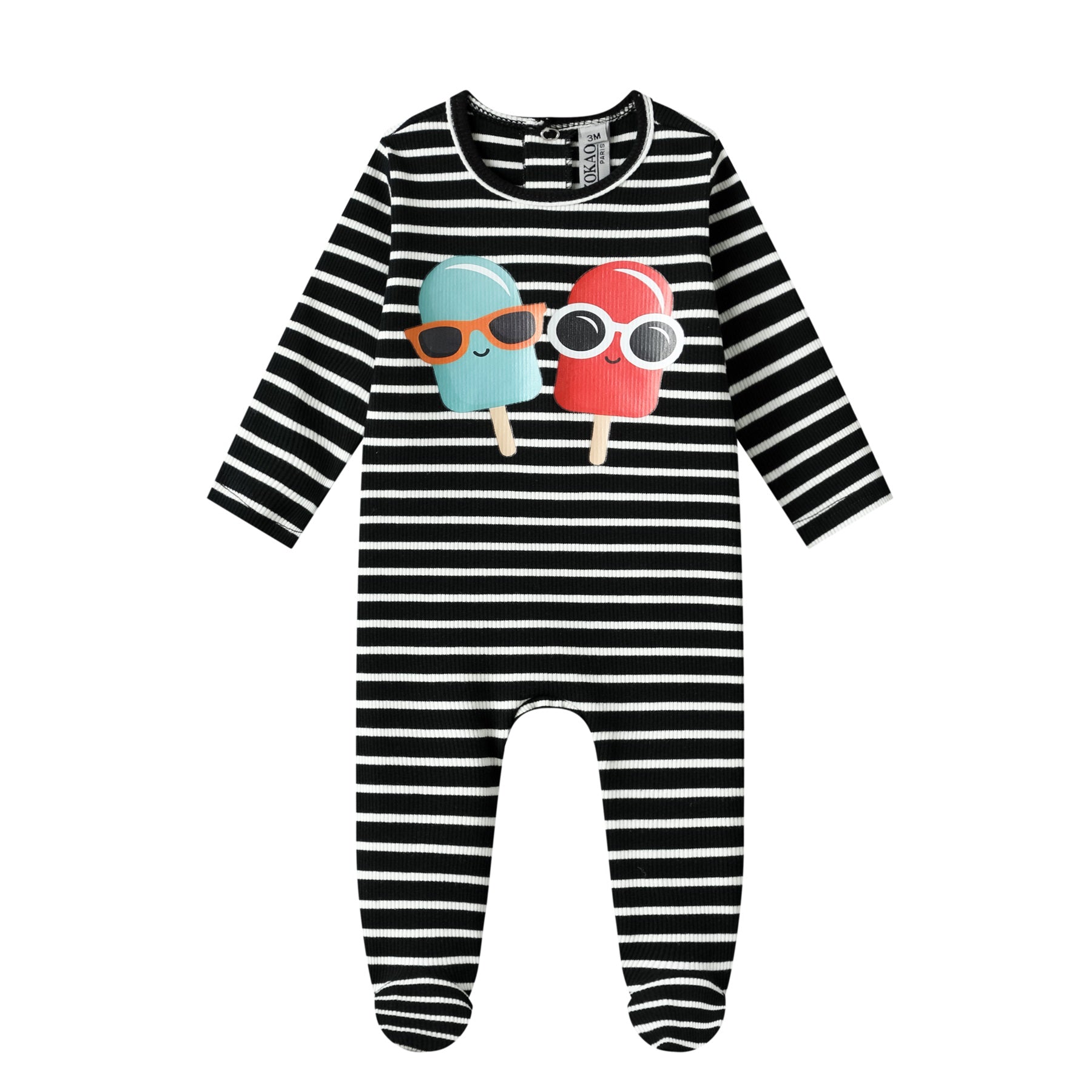 cotton rib footie- black
