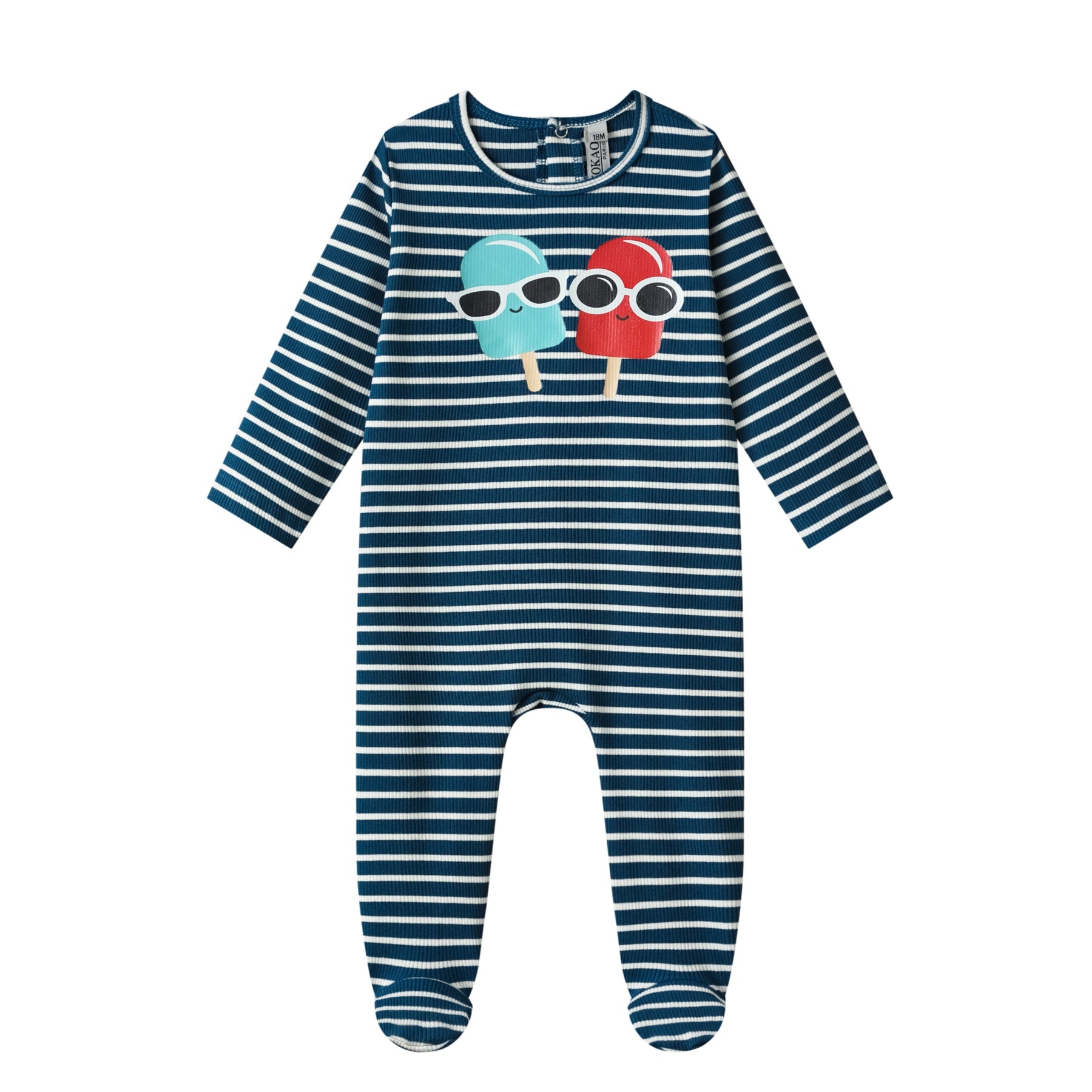 cotton rib footie- navy