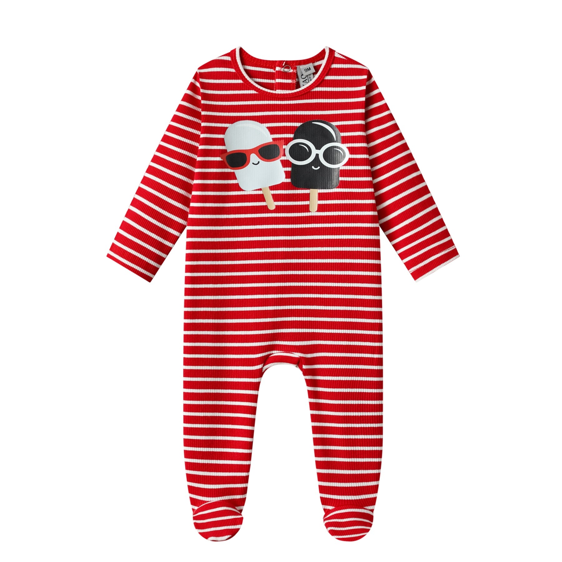 cotton rib footie- red