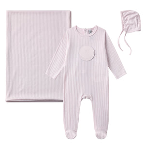 logo rib layette set- pink