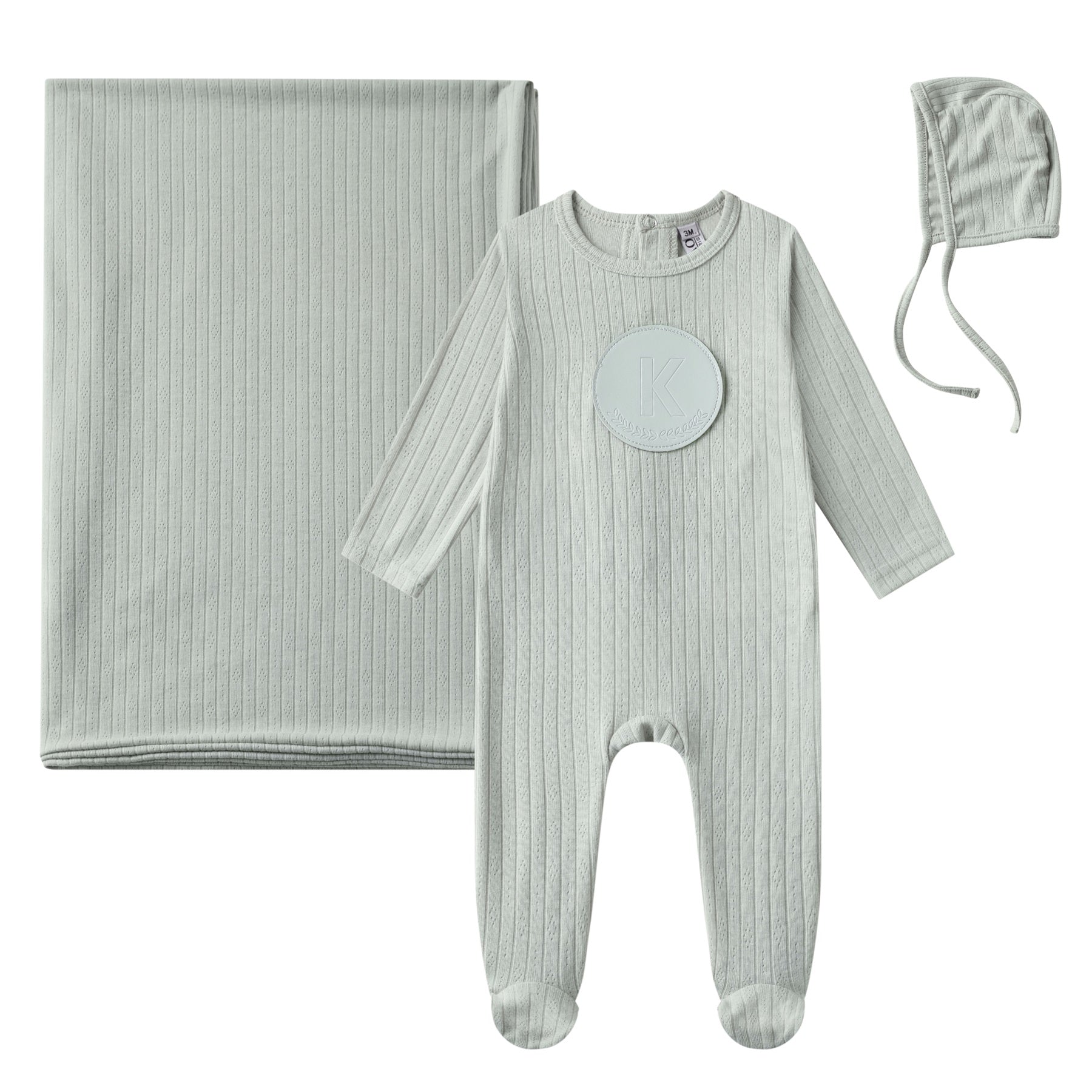 logo rib layette set- green