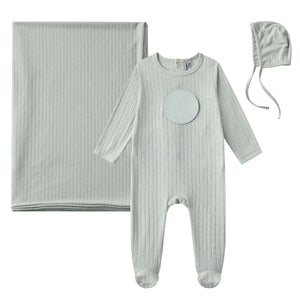 logo rib layette set- green