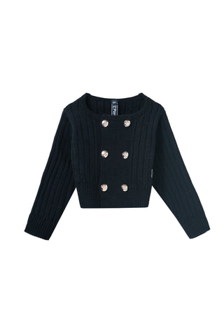 double button cropped cardigan