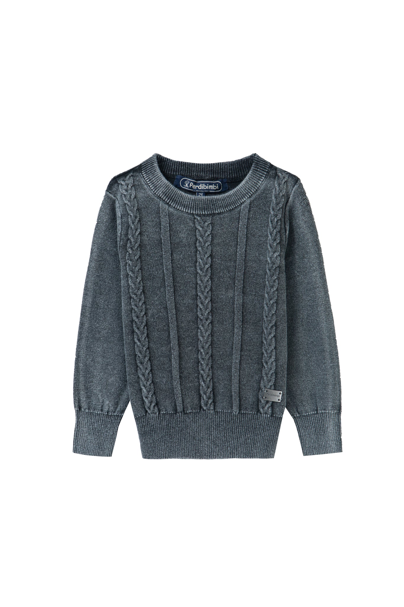 black washed cable knit