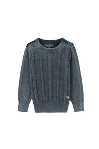 black washed cable knit