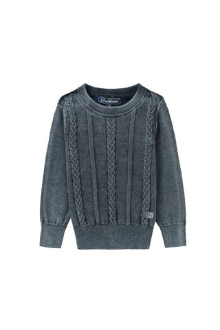 black washed cable knit