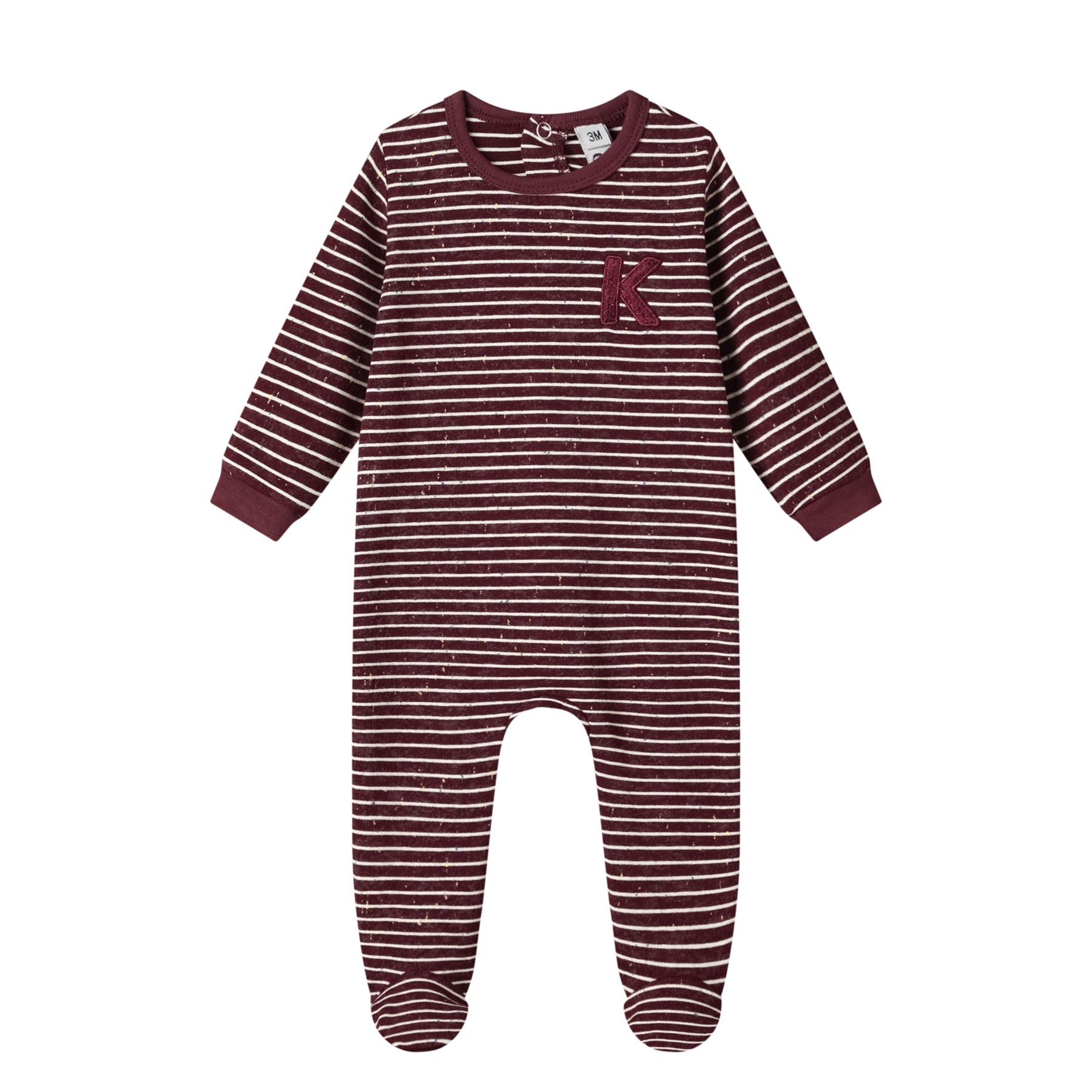 stripe winter cotton footie-wine