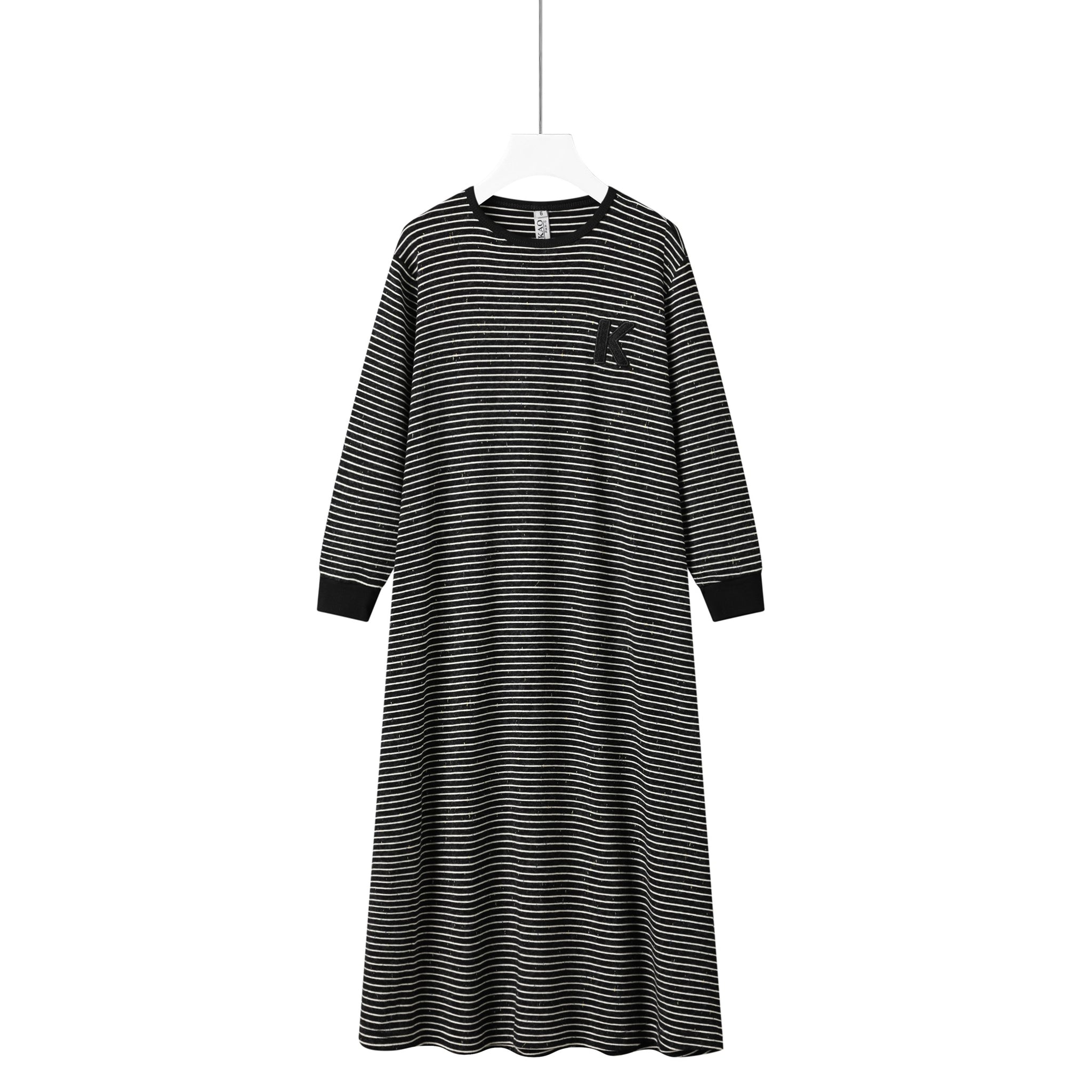 winter cotton stripe logo nightgown