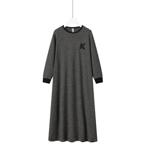 winter cotton stripe logo nightgown