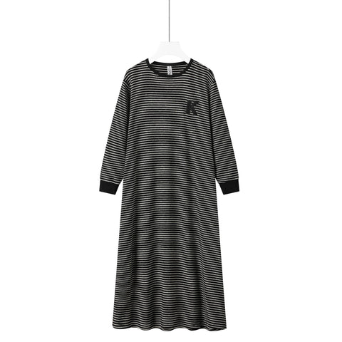 winter cotton stripe logo nightgown