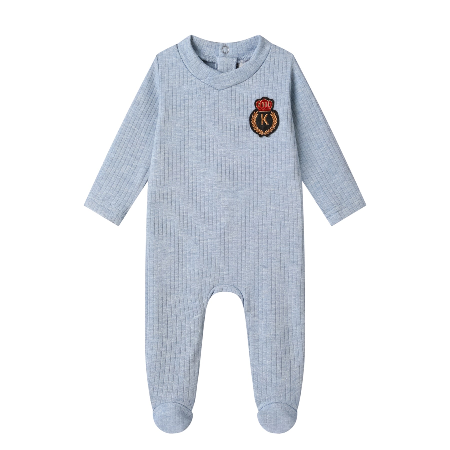 emblem cotton rib footie-sky