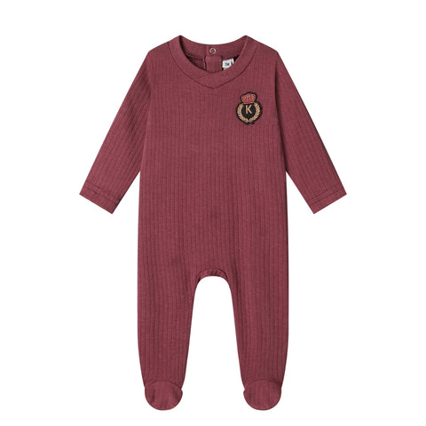 emblem winter cotton footie- wine