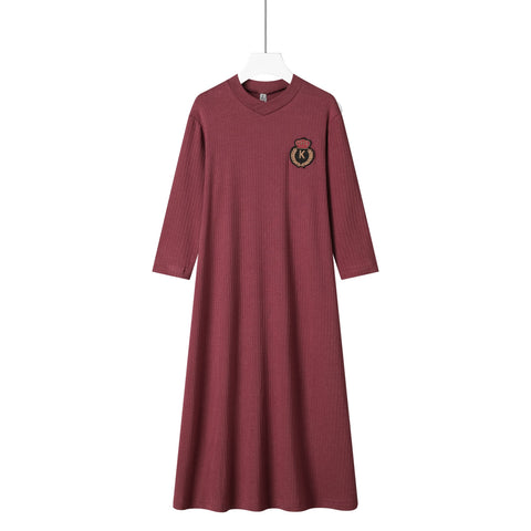 logo winter cotton rib nightgown