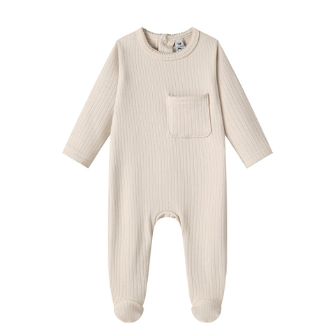 winter c otton rib pocket footie-beige