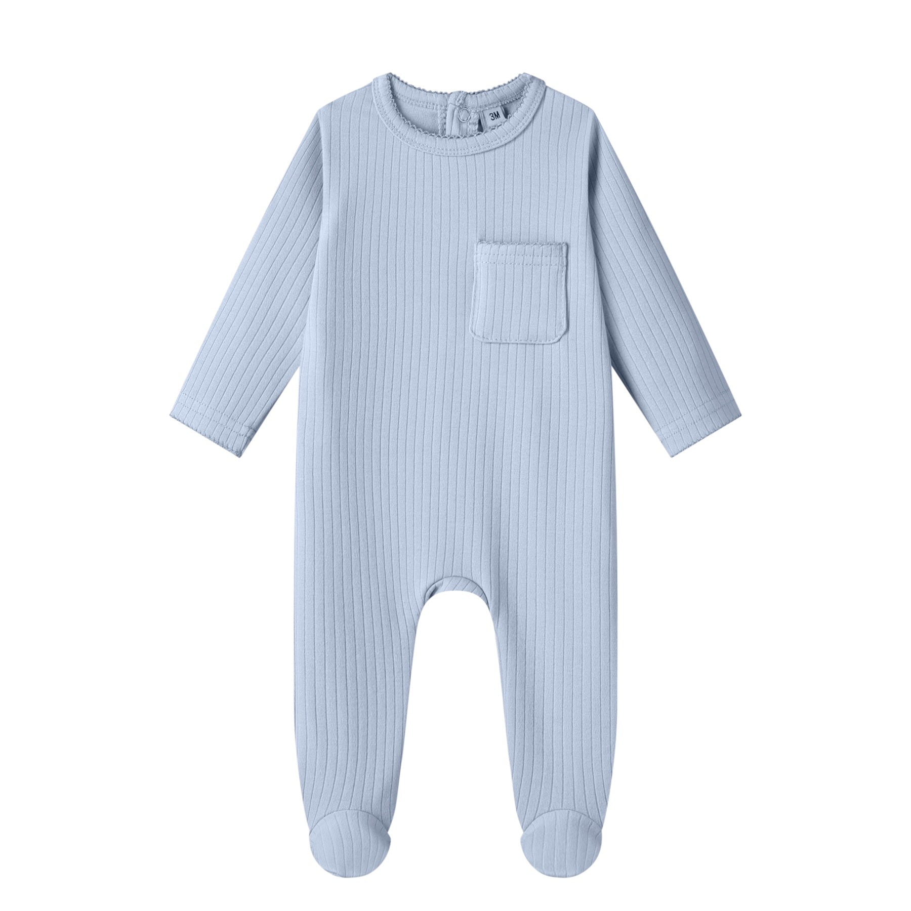 winter cotton rib lt blue footie