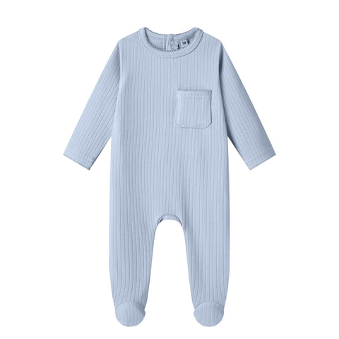 winter cotton rib lt blue footie