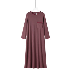 winter cotton rib pocket nightgown